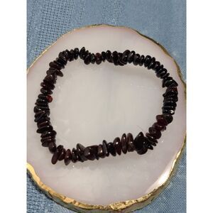 Cherry Amber Chip Bracelet Deep Red Gemstone Stretch Crystal Jewelry